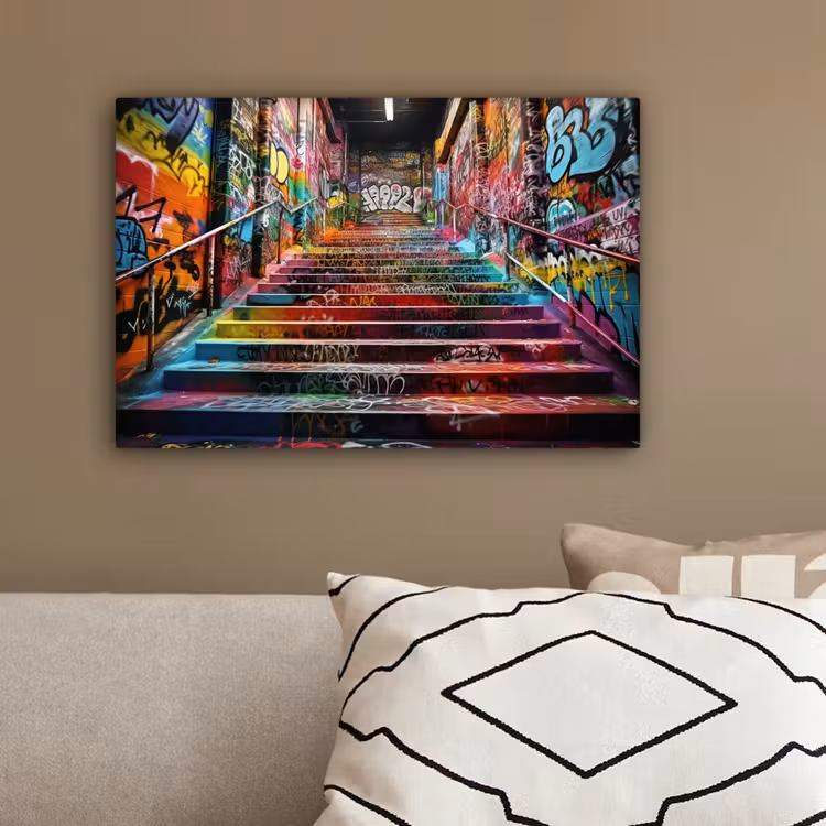 Trap - Graffiti - Kleuren - Kunst canvas 2cm klein -sfeer3