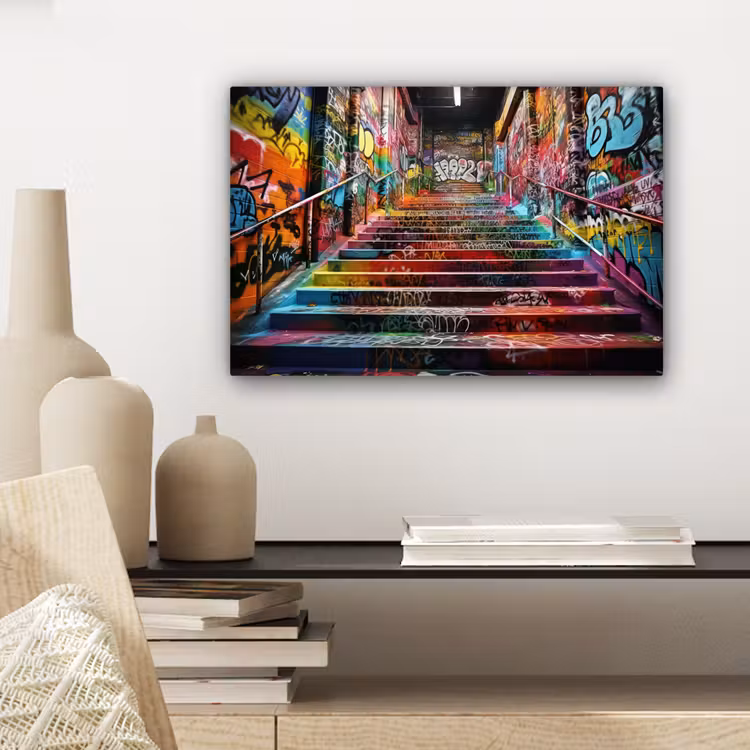 Trap - Graffiti - Kleuren - Kunst canvas 2cm klein -sfeer6