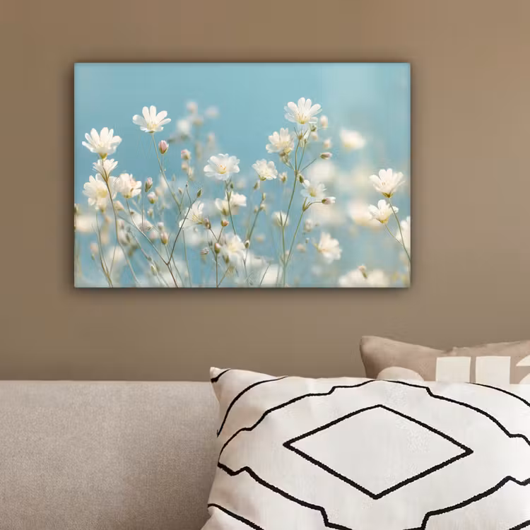 Stängel – Blumen – Luft – Weiß canvas 2cm klein -sfeer3