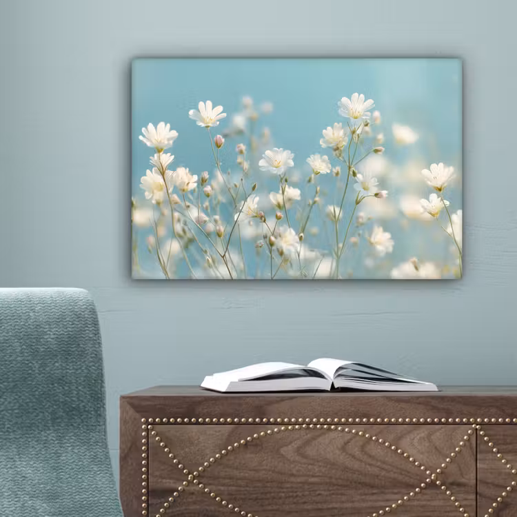 Stängel – Blumen – Luft – Weiß canvas 2cm klein -sfeer4