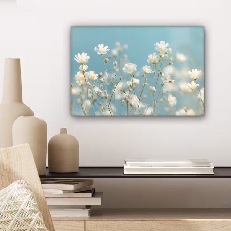 Stängel – Blumen – Luft – Weiß canvas 2cm klein -sfeer6