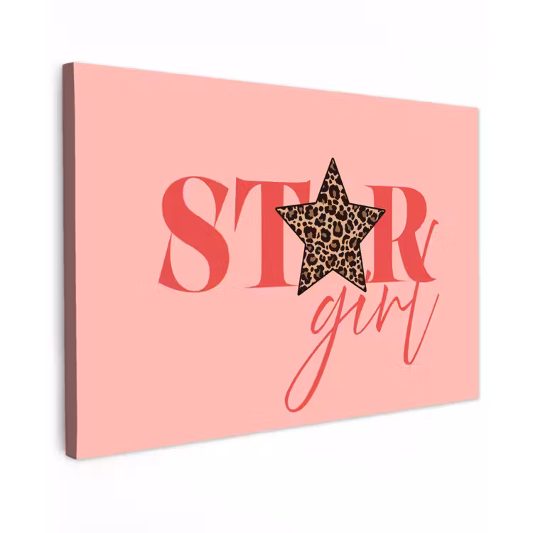 Star girl - Roze - Panter - Ster canvas 2cm klein -z3d