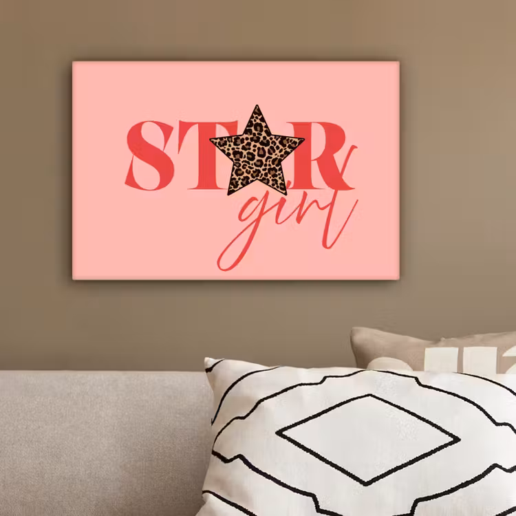 Star girl - Roze - Panter - Ster canvas 2cm klein -sfeer1
