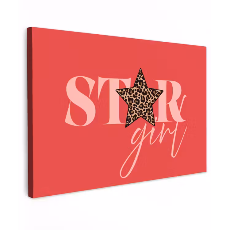 Star girl - Rood - Panter - Ster canvas 2cm klein -z3d