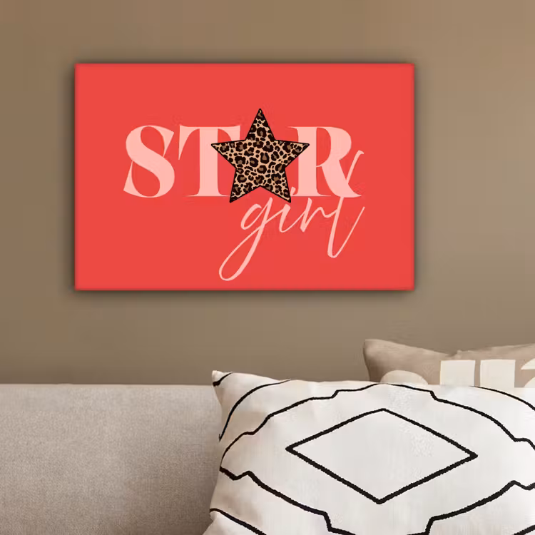 Star girl - Rood - Panter - Ster canvas 2cm klein -sfeer1