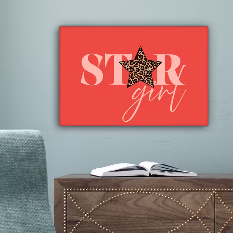 Star girl - Rood - Panter - Ster canvas 2cm klein -sfeer4