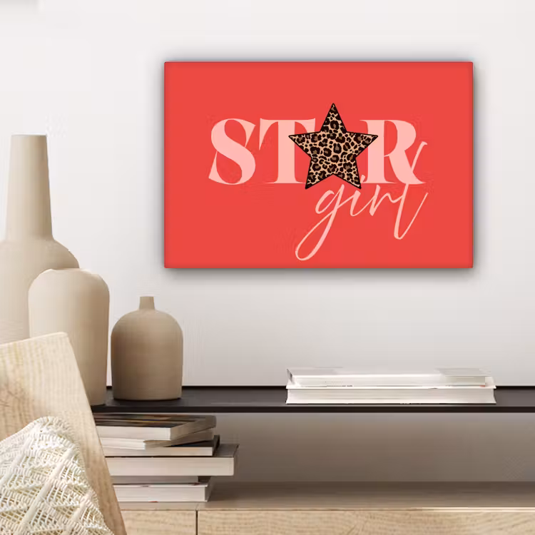 Star girl - Rood - Panter - Ster canvas 2cm klein -sfeer6