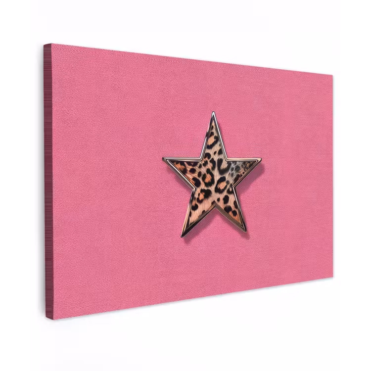 Ster - Luipaard - Print - Roze canvas 2cm klein -z3d
