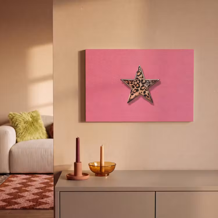 Ster - Luipaard - Print - Roze canvas 2cm klein -sfeer1