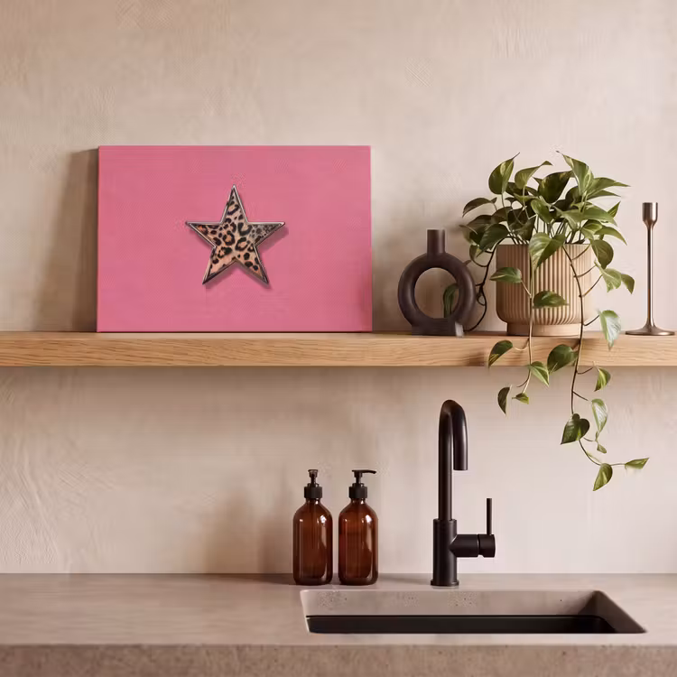 Ster - Luipaard - Print - Roze canvas 2cm klein -sfeer3