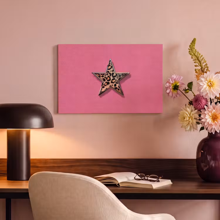 Ster - Luipaard - Print - Roze canvas 2cm klein -sfeer4