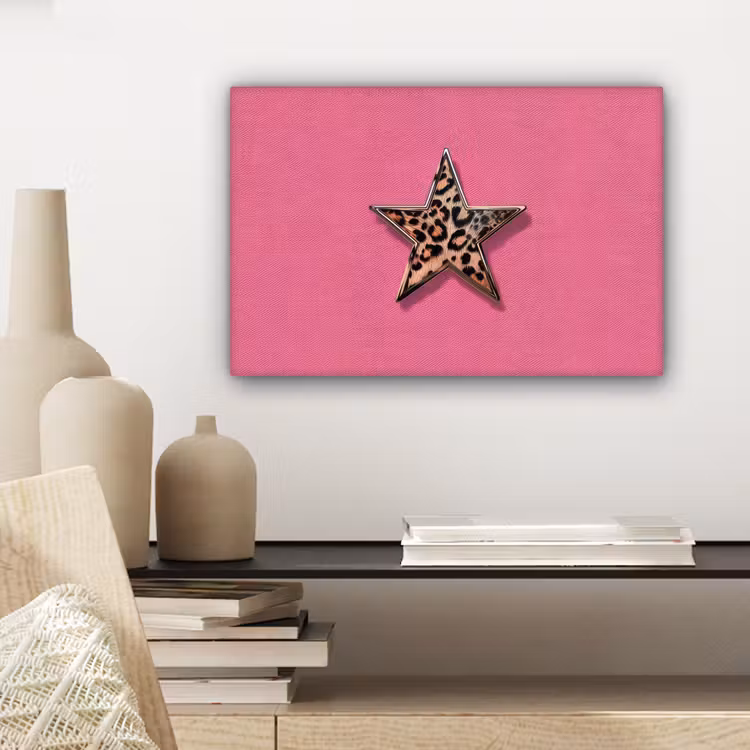 Ster - Luipaard - Print - Roze canvas 2cm klein -sfeer6