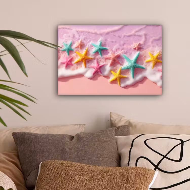 Zeesterren - Strand - Golven canvas 2cm klein -sfeer1