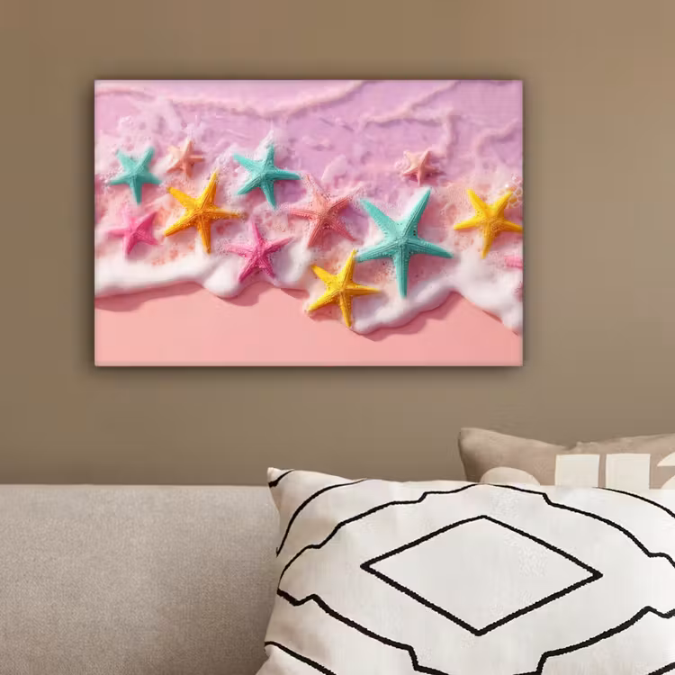 Zeesterren - Strand - Golven canvas 2cm klein -sfeer3