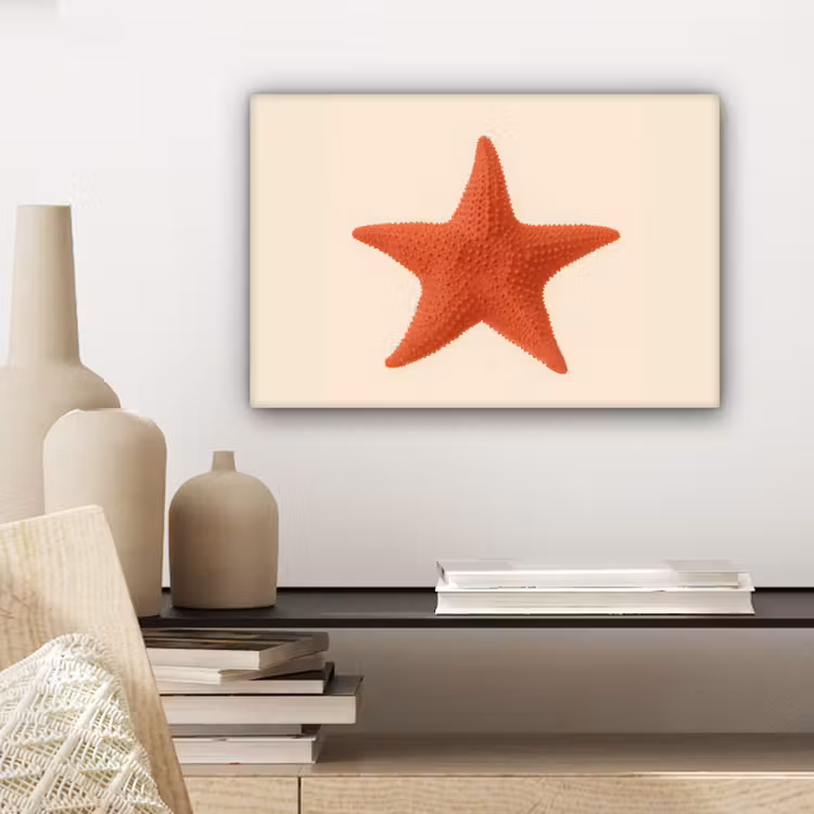 Zeester - Bobbels - Rood canvas 2cm klein -sfeer6