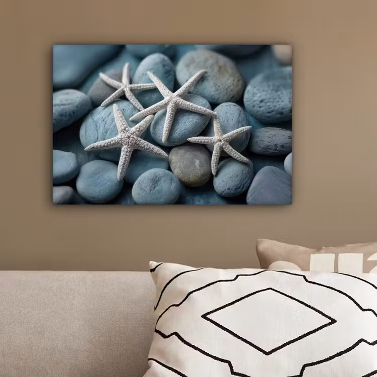 Zeesterren - Stenen - Wit canvas 2cm klein -sfeer3