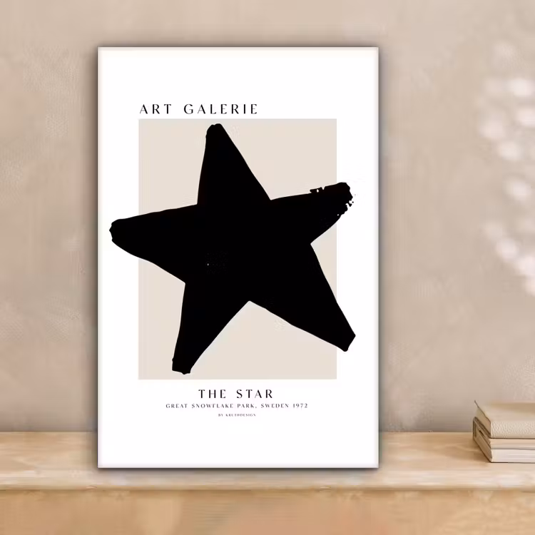 Sterren - Zwart - Kerstmis - Feestdagen canvas 2cm klein -sfeer1