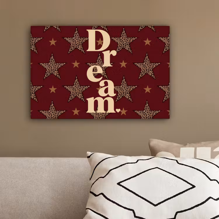Sterren - Luipaardprint - Dream - Bordeaux canvas 2cm klein -sfeer3