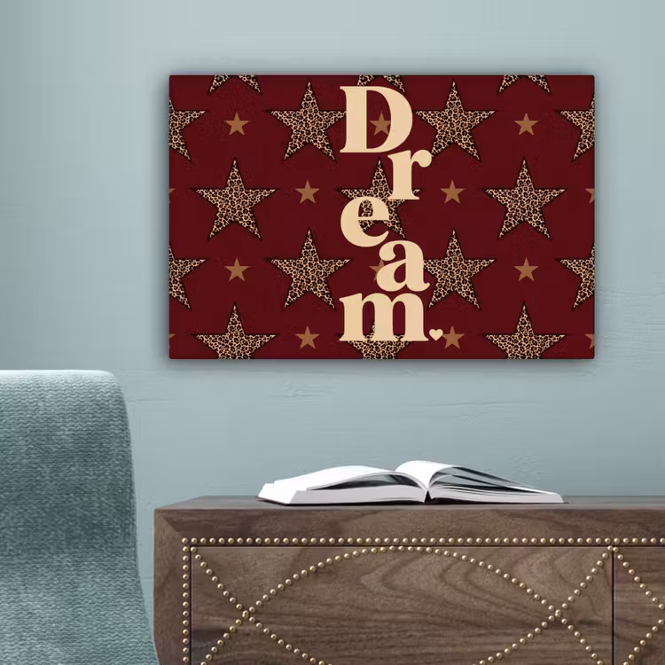 Sterren - Luipaardprint - Dream - Bordeaux canvas 2cm klein -sfeer4