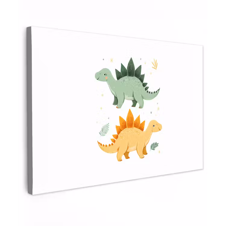 Sterren - Stegosaurussen - Blaadjes - Groen canvas 2cm klein -z3d