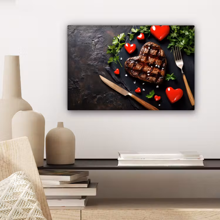 Steak - Hart - Bestek canvas 2cm klein -sfeer6