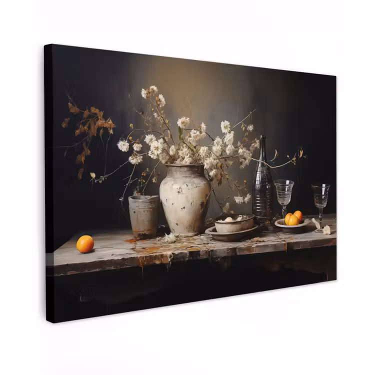 Stilleven - Bloemen - Boeket - Vaas - Wijn canvas 2cm klein -z3d