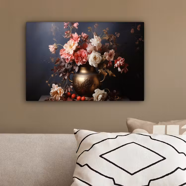 Stilleven - Bloemen - Rozen - Boeket - Vaas canvas 2cm klein -sfeer3