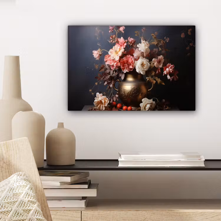 Stilleven - Bloemen - Rozen - Boeket - Vaas canvas 2cm klein -sfeer6