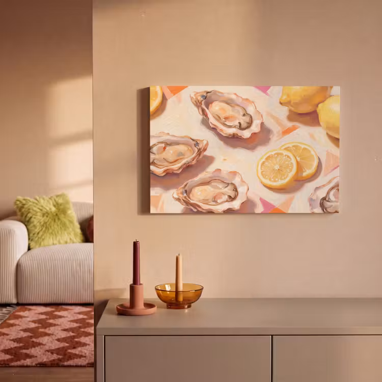 Stilleven - Citroenen - Oesters - Abstract - Oranje canvas 2cm klein -sfeer1