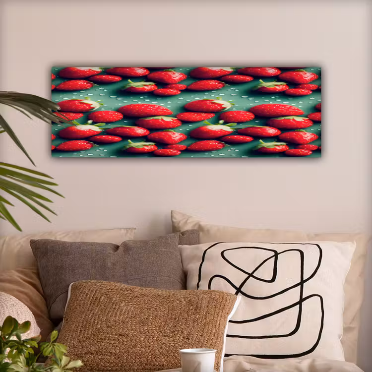 Aardbeien - Rood - Groen - Kroontjes canvas 2cm klein 828 -sfeer1