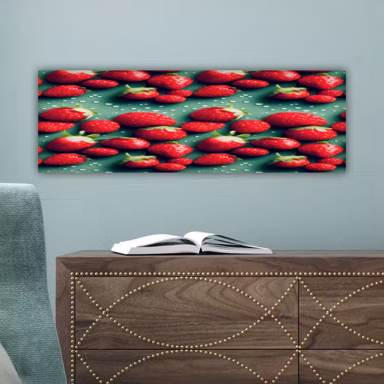 Aardbeien - Rood - Groen - Kroontjes canvas 2cm klein 828 -sfeer4