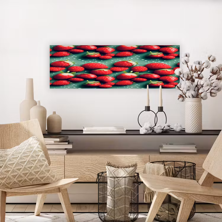 Aardbeien - Rood - Groen - Kroontjes canvas 2cm klein 828 -sfeer6