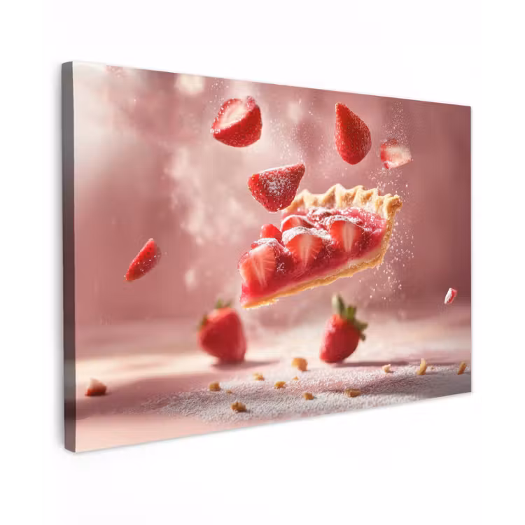 Aardbei - Taart- Eten - Roze canvas 2cm klein -z3d