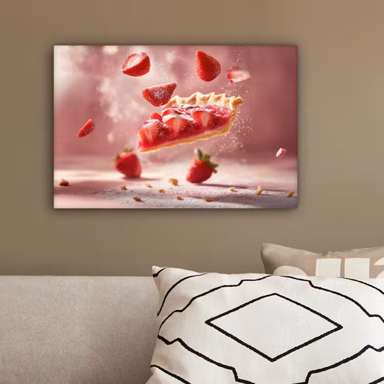 Aardbei - Taart- Eten - Roze canvas 2cm klein -sfeer3