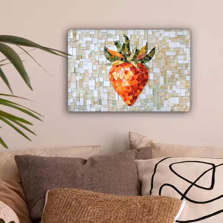 Aardbei - Rood - Mozaïek - Fruit canvas 2cm klein -sfeer1