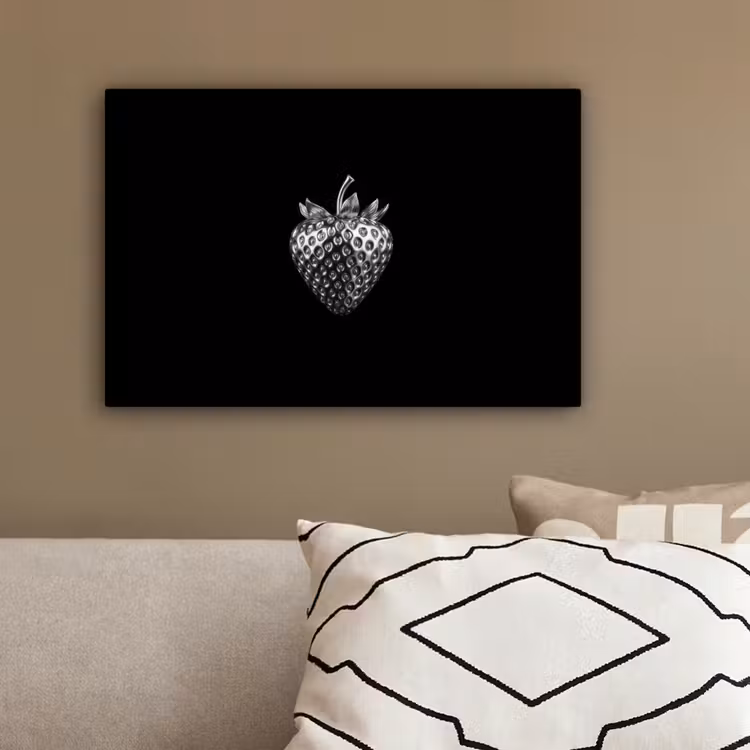 Aardbei - Zaadstructuur - Realistisch canvas 2cm klein -sfeer3