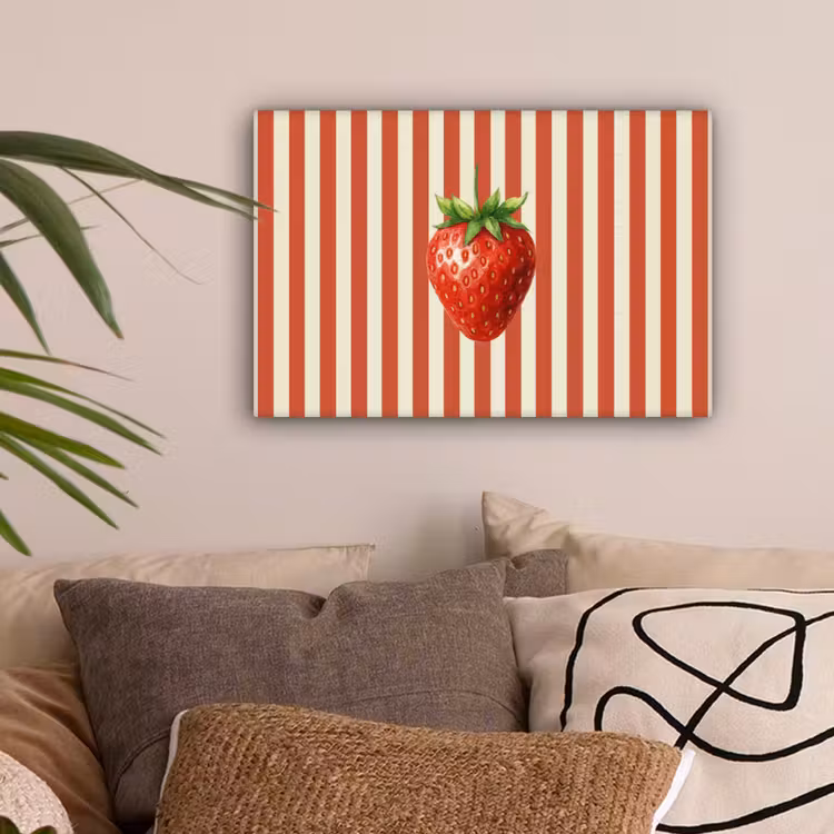 Aardbei - Strepen - Rood canvas 2cm klein -sfeer1