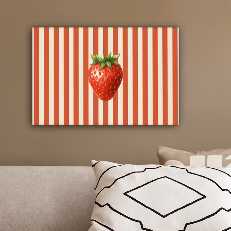 Aardbei - Strepen - Rood canvas 2cm klein -sfeer3