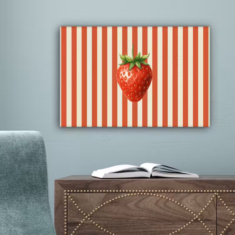 Aardbei - Strepen - Rood canvas 2cm klein -sfeer4