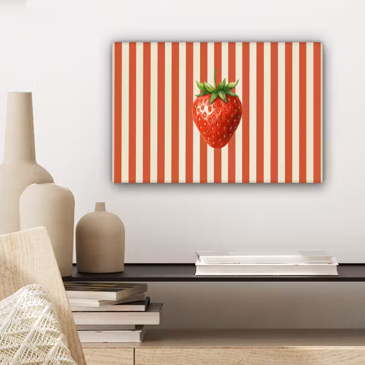 Aardbei - Strepen - Rood canvas 2cm klein -sfeer6