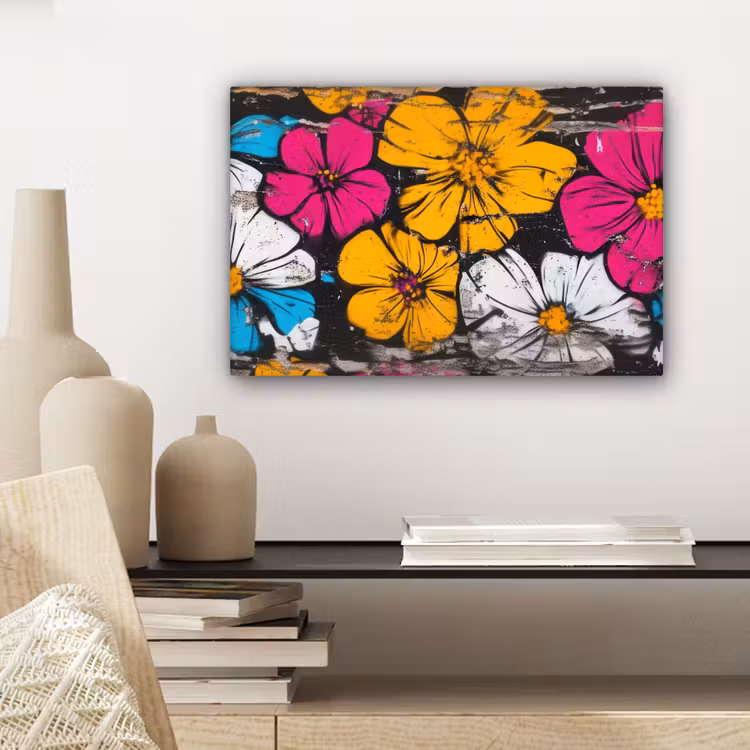 Street Art - Bloemen - Mix canvas 2cm klein -sfeer6
