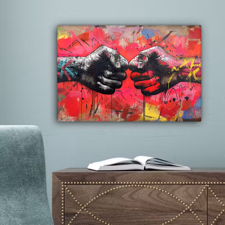 Street art - Handen - Graffiti - Kunst - Banksy canvas 2cm klein -sfeer4