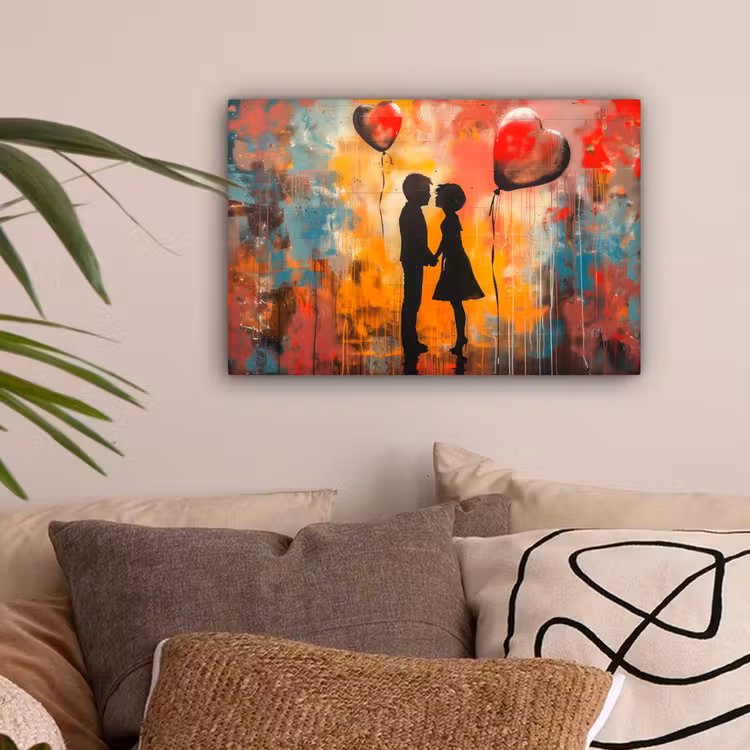 Street art - Liefde - Graffiti - Kunst - Banksy canvas 2cm klein -sfeer1
