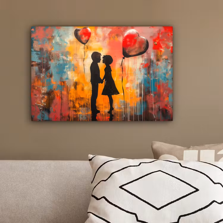 Street art - Liefde - Graffiti - Kunst - Banksy canvas 2cm klein -sfeer3