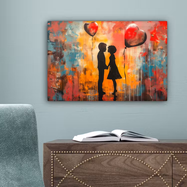 Street art - Liefde - Graffiti - Kunst - Banksy canvas 2cm klein -sfeer4