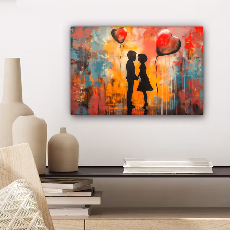 Street art - Liefde - Graffiti - Kunst - Banksy canvas 2cm klein -sfeer6