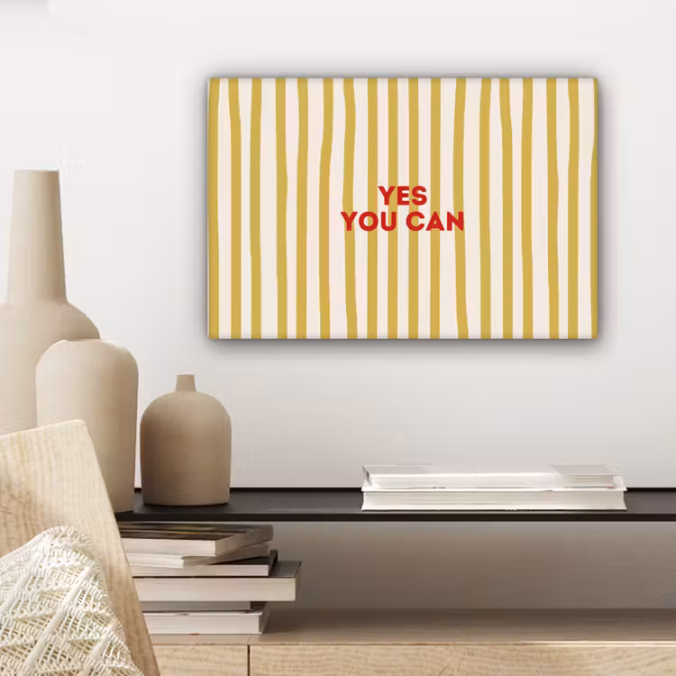 Strepen - Abstract - Yes you can - Rood canvas 2cm klein -sfeer6