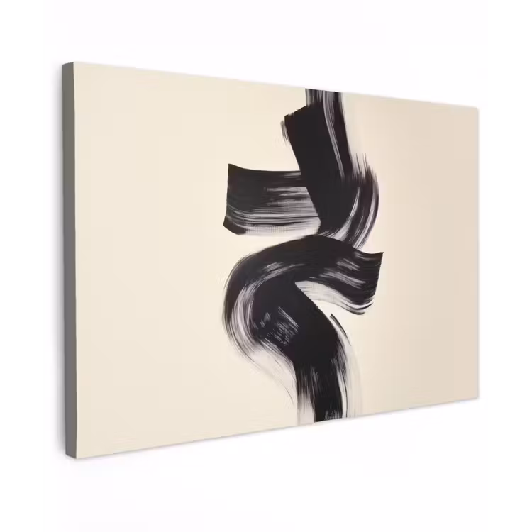 Strepen - Zwart - Abstract canvas 2cm klein -z3d
