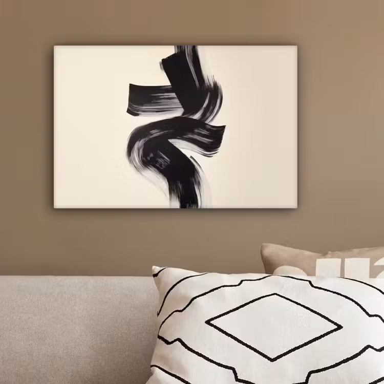 Strepen - Zwart - Abstract canvas 2cm klein -sfeer3