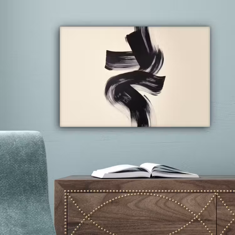 Strepen - Zwart - Abstract canvas 2cm klein -sfeer4